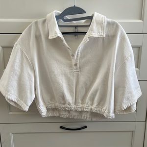 Zara cropped short sleeve collared shirt